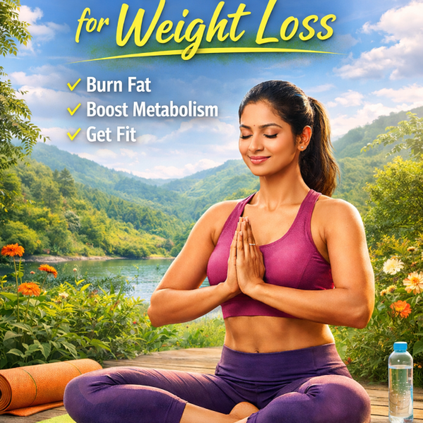 7-day yoga plan for weight loss with woman meditating in nature